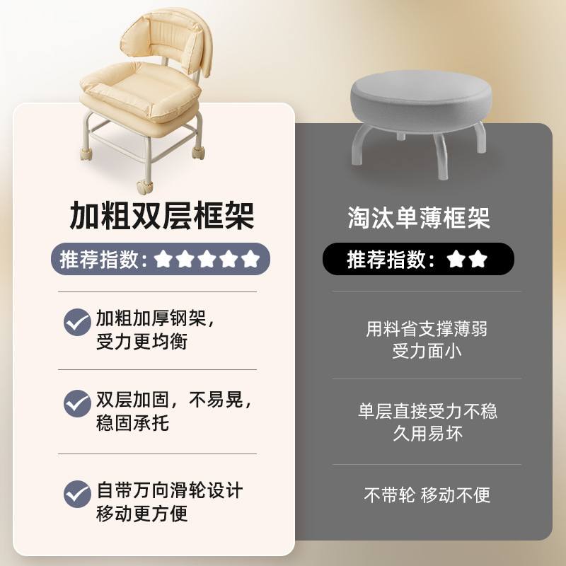 Rueda universal taburete pequeño silla pequeña correa trasera para el hogar artefacto para bebés taburete para niños belleza costura taburete polea pequeña taburete redondo