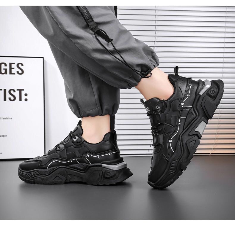 Giày sneaker nam da tổng hợp đế cao su gót thấp 1-3 cm, giày thể thao chạy bộ đế mềm tăng chiều cao — CCC10 màu trắng, CCC10 màu đen chi tiết 18