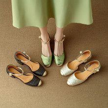 新中式系列搭旗袍轻国风套装绝绝子！2024新款里外全皮包头凉单鞋