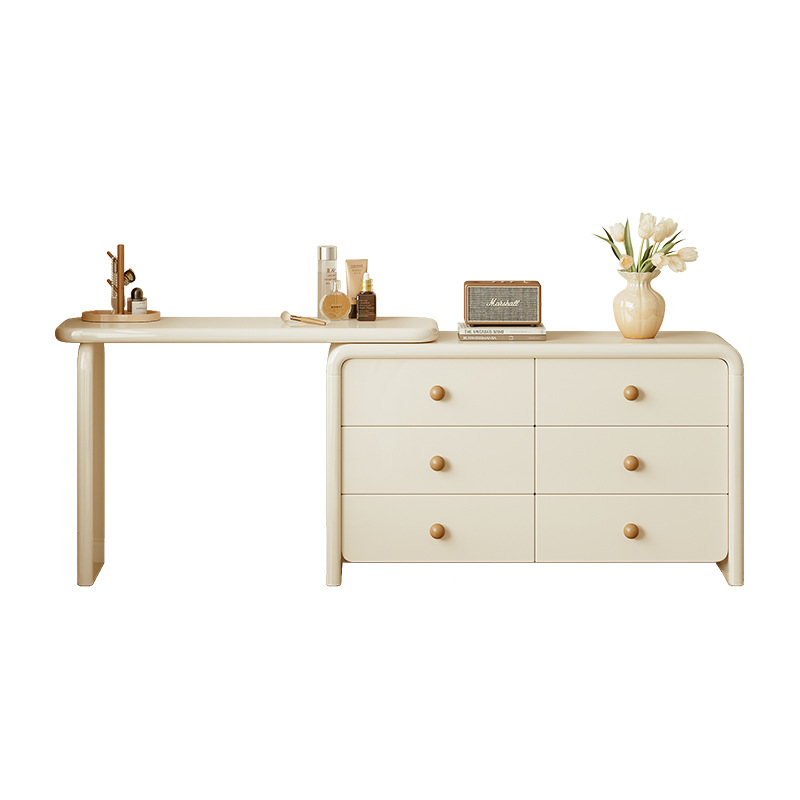 Queso de madera maciza mesa de tocador armario todo en una mesa de maquillaje de viento crema dormitorio moderno simple 2025 nuevo gabinete de cama