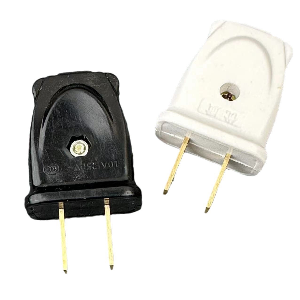 Black two-pin plug two-leg two-item 10a220v power supply two-corner wiring two cutting head 2-hole two-corner plug without wire