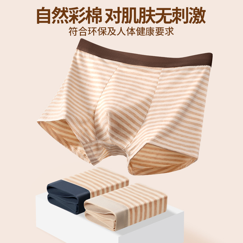 Pantalones de algodón de color de moda a rayas para la piel, entrepierna transpirable, pantalones de algodón adolescente de cuatro esquinas.