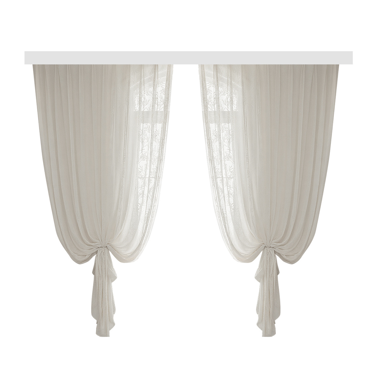 Cortina jacquard en relieve francés transparente opaca cortina de acoplamiento balcón sala de estar ventana flotante del dormitorio sin perforación cortina de productos terminados