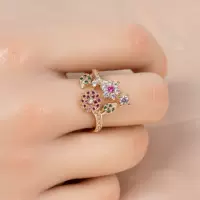 Нежное и изысканное открытое кольцо с цветком, свежее, сладкое и универсальное, регулируемое женское кольцо на указательный палец, новое кольцо с бриллиантом