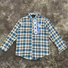 高バージョン GOODBRAND ラペルチェック柄パールブルーチェック柄長袖シャツ、男性と女性用