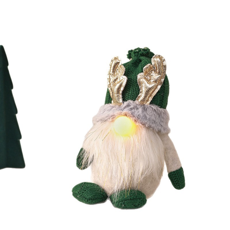 Regalos de Navidad con luces Decoraciones de Navidad Adornos de mesa Muñeca de Navidad verde sin rostro Muñeca Goblin