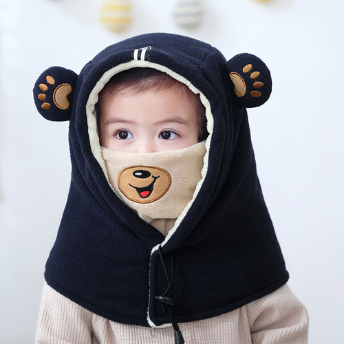 Foreign trade new hat and scarf kit cute cartoon baby warm hat Korean version winter baby hat K045