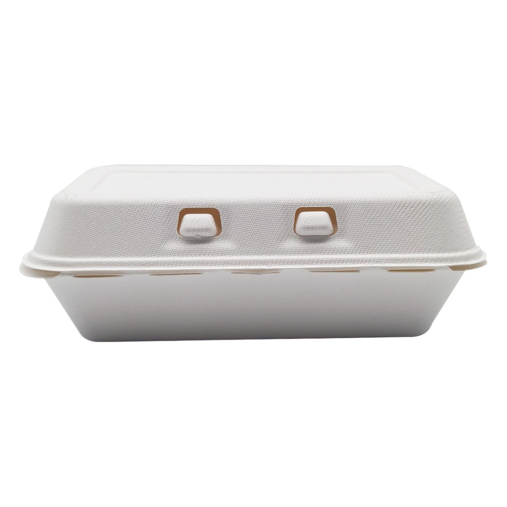 Caja de bloqueo de pulpa de caña de azúcar verde fábrica al por mayor protección ambiental vajilla desechable cartón de pulpa compostable degradable