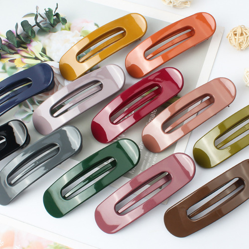 New large forehead bangs clip, fashionable macaron duckbill clip, makeup seamless side clip, transparent broken hair clip
