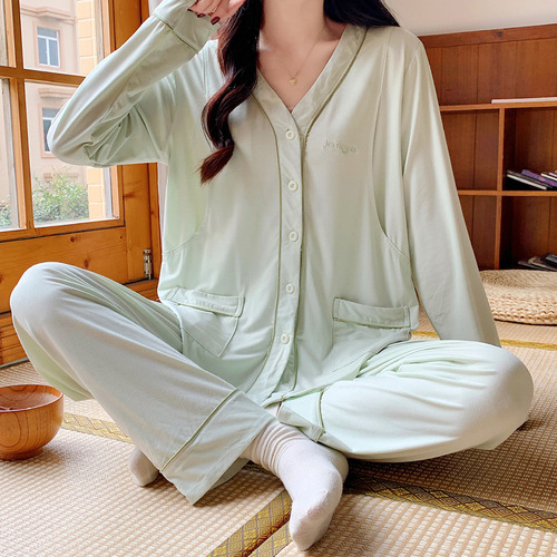 Maternity Pajamas Summer Modal Nightgown Pregnant Women's Wear Spring Pregnant Women's Set Pure Cotton Summer Wearable 100% Cotton Nursing Dress