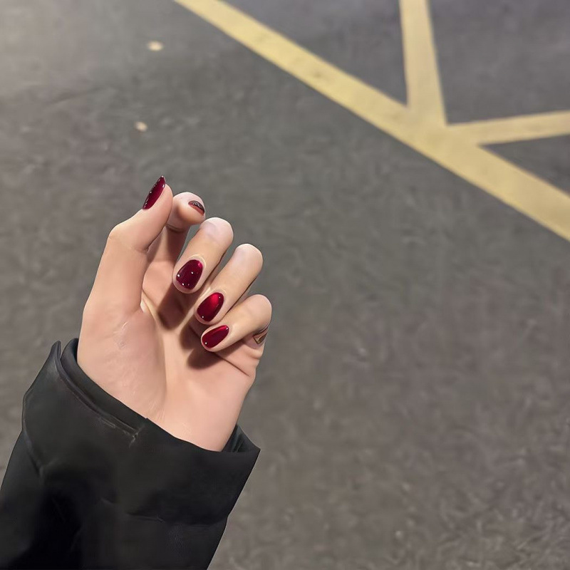 Purely Handmade Cherry High-End Red Ancora Red Christmas and New Year Popular New Year Manicure Red Short Style