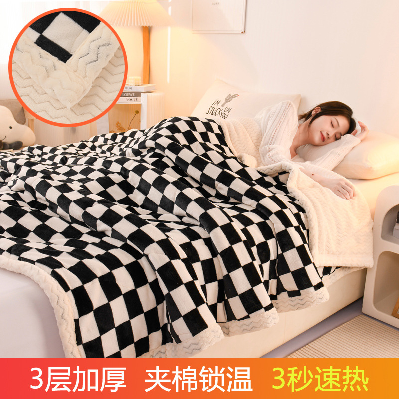 三层夹棉牛奶绒印花毛毯卡通秋冬午睡毯多功能加厚可机洗毯子批发|undefined