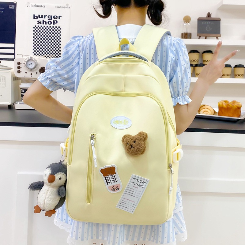 夏季新款潮韩版学生书包大容量清新学生轻便背包学院风双肩包