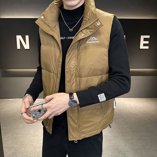 Lightweight Fleece Vest Men's Winter New Warm Down Sleeveless Cardigan Jacket Fashion Casual Versatile Top