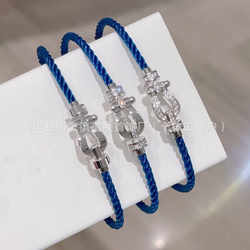 Horseshoe Buckle Fred Red Rope Bracelet Couple's Men and Women's Bumiyuan Year Transfer Seiko Steel Wire DIY Hand Rope