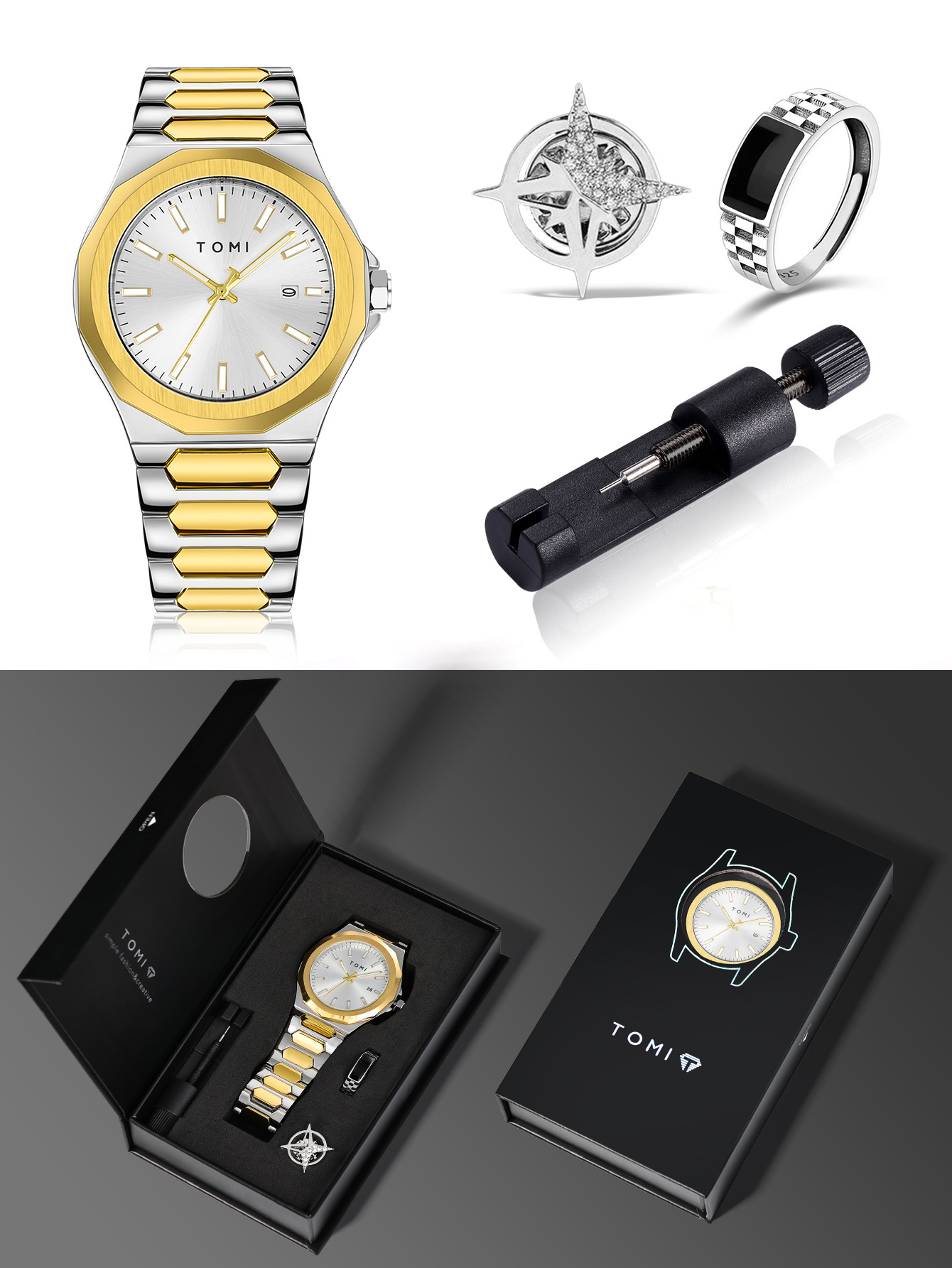 185g Weight Ordinary Glass Mirror Material Alloy Strap Material Watch Classification Pointer Display Type Butterfly Double Snap Buckle Style Round Dial Shape Daily, Formal Occasion Quartz Movement Color Block, Solid Color Pattern All Seasons Season Men's Gender Business Style Business Color Block Solid Color Butterfly Double Snap Quartz Watch Men's Watches 17
