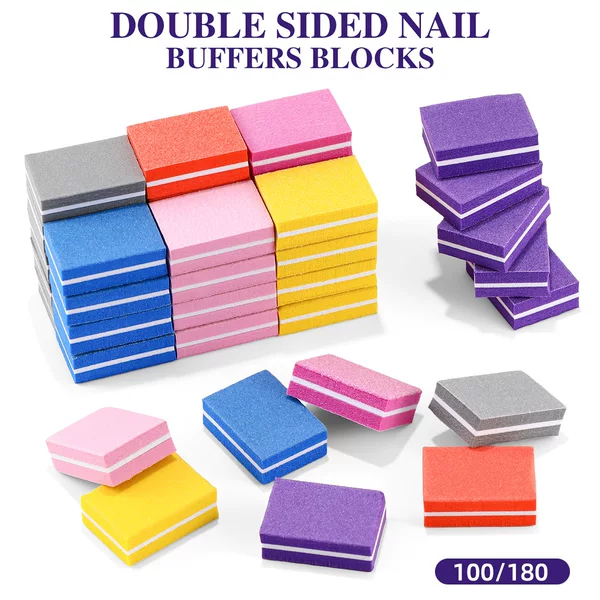 Nail Sponge File, Mini Tofu Cube File, High-Elastic Sponge, Double-Sided Nail File, Wearable Nail Shaping Tool