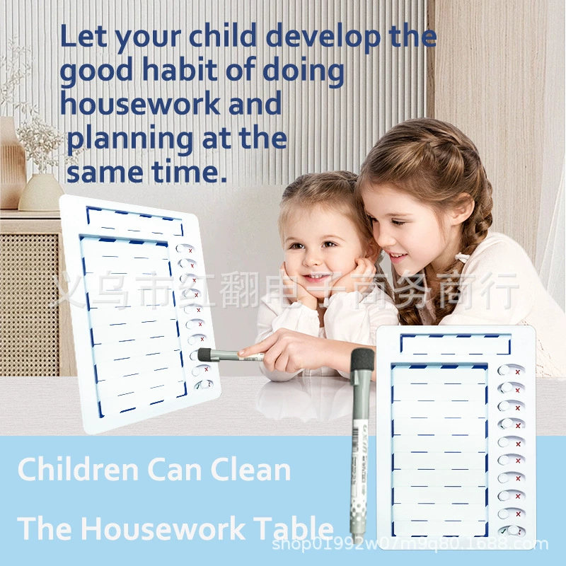 Трансграничные новые стираемые дети Список работ по дому Список дел для детей Ежедневный контрольный список План задач Совет