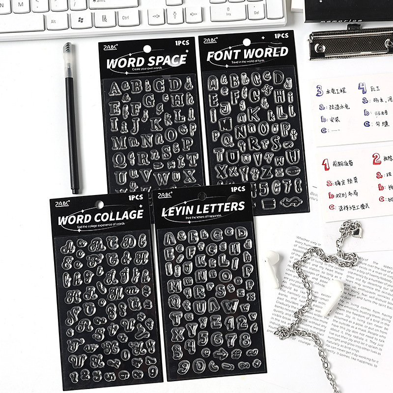 Cifras de escritura transparentes alfanuméricos sello de silicona transfronterizo alfanuméricos de dibujos animados mayúsculas y minúsculas sello de cuentas