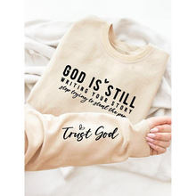R 16612 Letter Print Crew Neck Soft Hoodie ��ĸӡ��Բ������