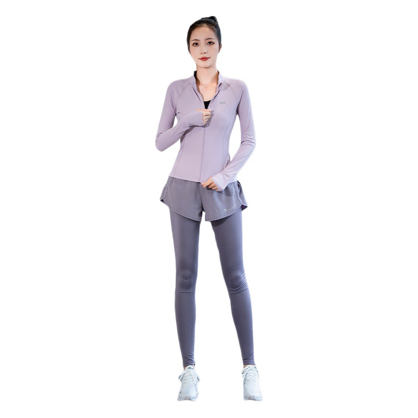 Autumn and winter professional mountaineering sports suit women's long sleeve outdoor leisure running yoga clothing fitness clothing quick-drying