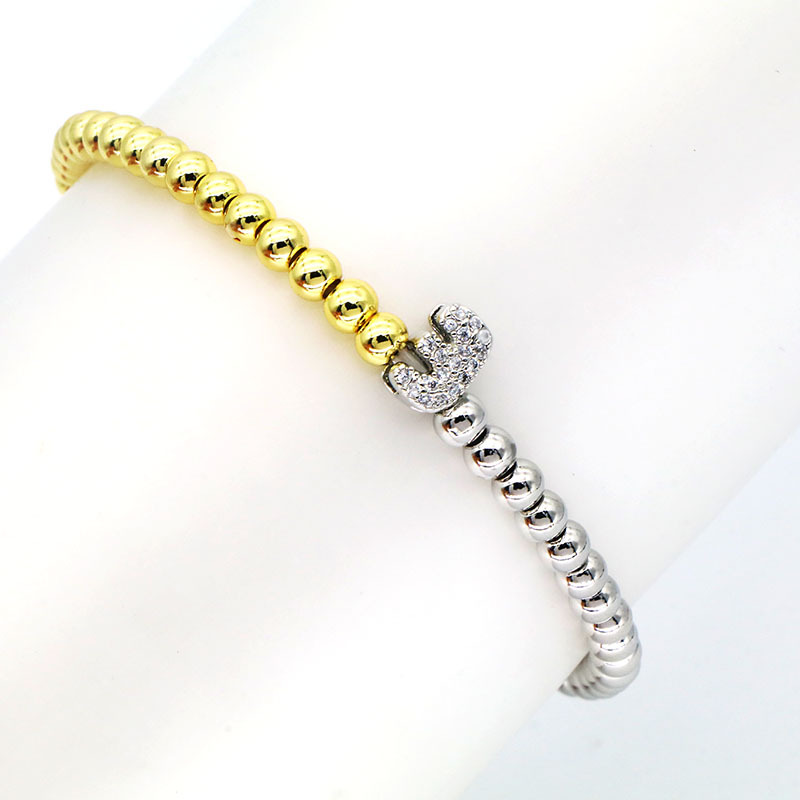 13g Weight Copper Pendant Material Zircon Inlay Material Bracelets Classification Copper Chain Material ball chain Chain Type 1 Piece Quantity Holiday, Daily Occasion Copper Material Letter Pattern All Seasons Season Women's Gender Plating Design Modern Style Style Wholesale Jewelry Modern Style Letter Copper Zircon Plating Bracelets Ball Chain 8