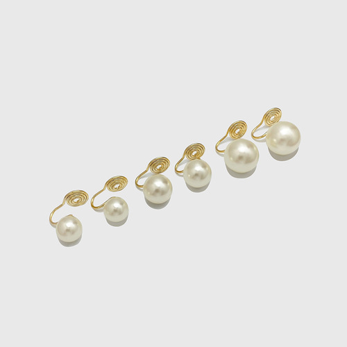 French retro high-gloss pearl ear clip for women without pierced mosquito coil earrings high-end light luxury small light bulb new trend