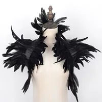 cloak accessory, feathered shoulder cape, gothic Halloween party, multiple colors