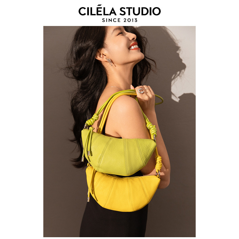 Niche Design Croissant Bag, Croissant Bag, Half-Moon Saddle Bag, Genuine Leather Shoulder Crossbody Bag, Small Bag for Women, Summer