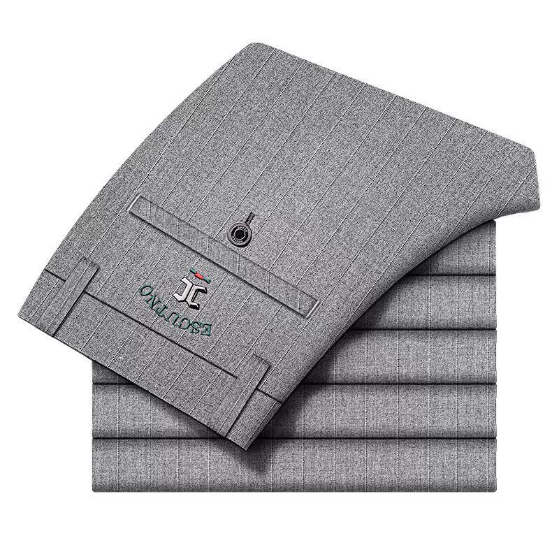 Высококачественные мужские брюки, весенне-летние тонкие повседневные брюки, узкие полосатые брюки, мужские легкие роскошные деловые мужские брюки, брюки без утюга