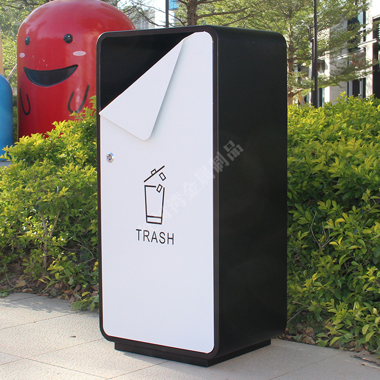 户外方形不锈钢果皮箱 街道加厚金属垃圾桶 物业小区环卫垃圾箱