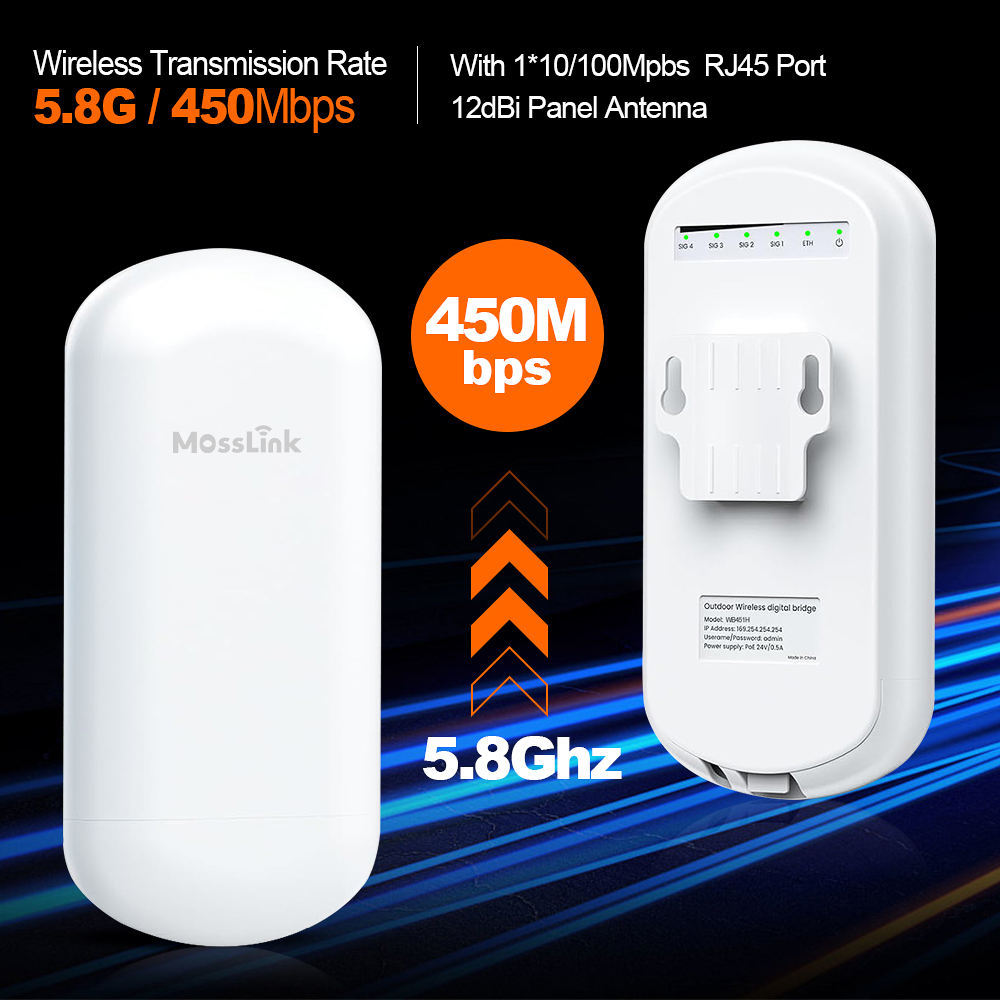 2KM 450Mbps 5.8Ghz网络WiFi Poe远程无线网桥Ap Cpe接入点室