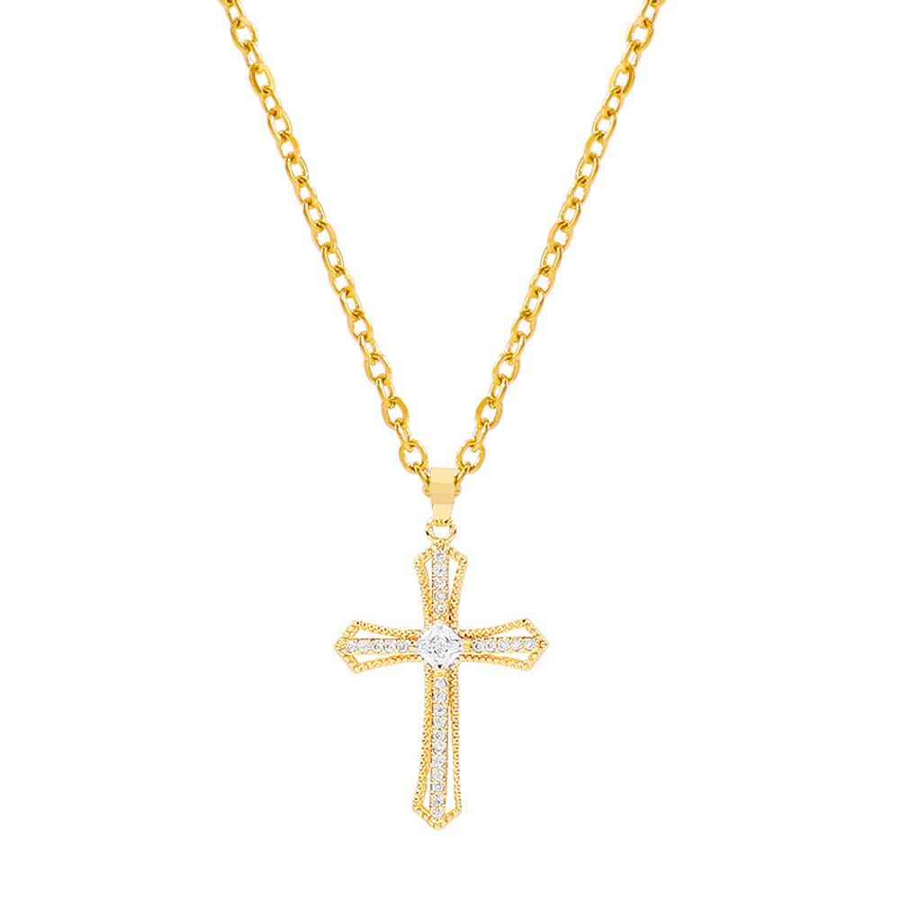 Exaggerated Cross Necklace Geometric Micro-inlaid Zircon Necklace display picture 2