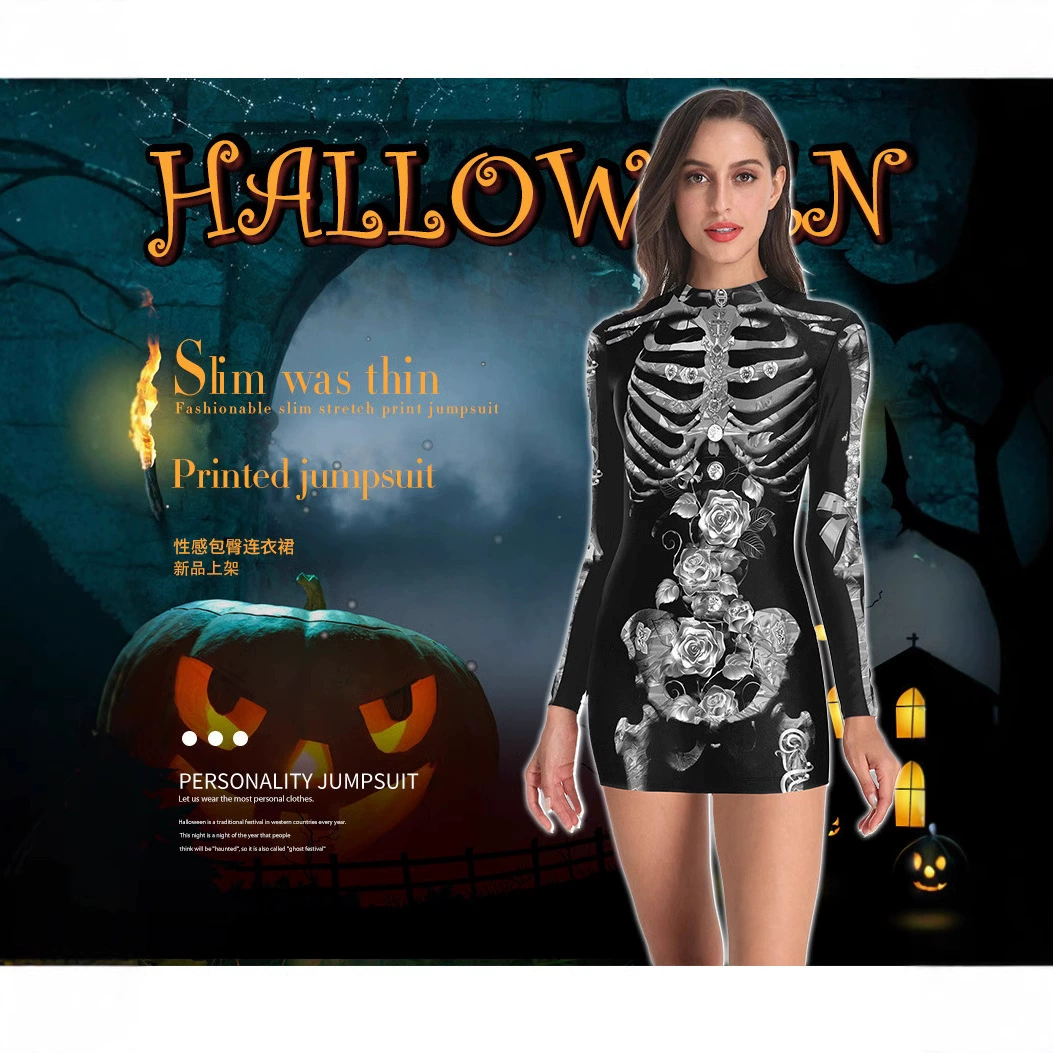 Новый костюм Хэллоуин cos летом европейские и американские дети черный скелет одежда одеваются