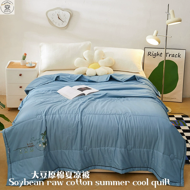 Летнее одеяло из мытого хлопка с мятой, летнее одеяло из необработанного хлопка, одинарное и двойное одеяло с кондиционером, моющееся тонкое однотонное тонкое одеяло