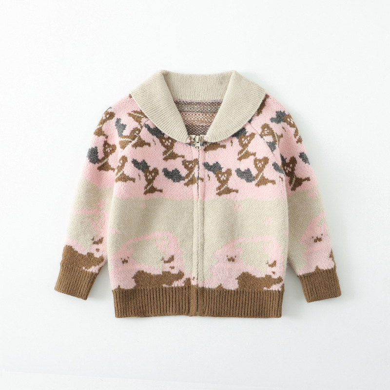 Autumn and Winter Kidsren's Knitted Cardigan Fashionable 2025 New Baby Girl Sweater Jacket Top