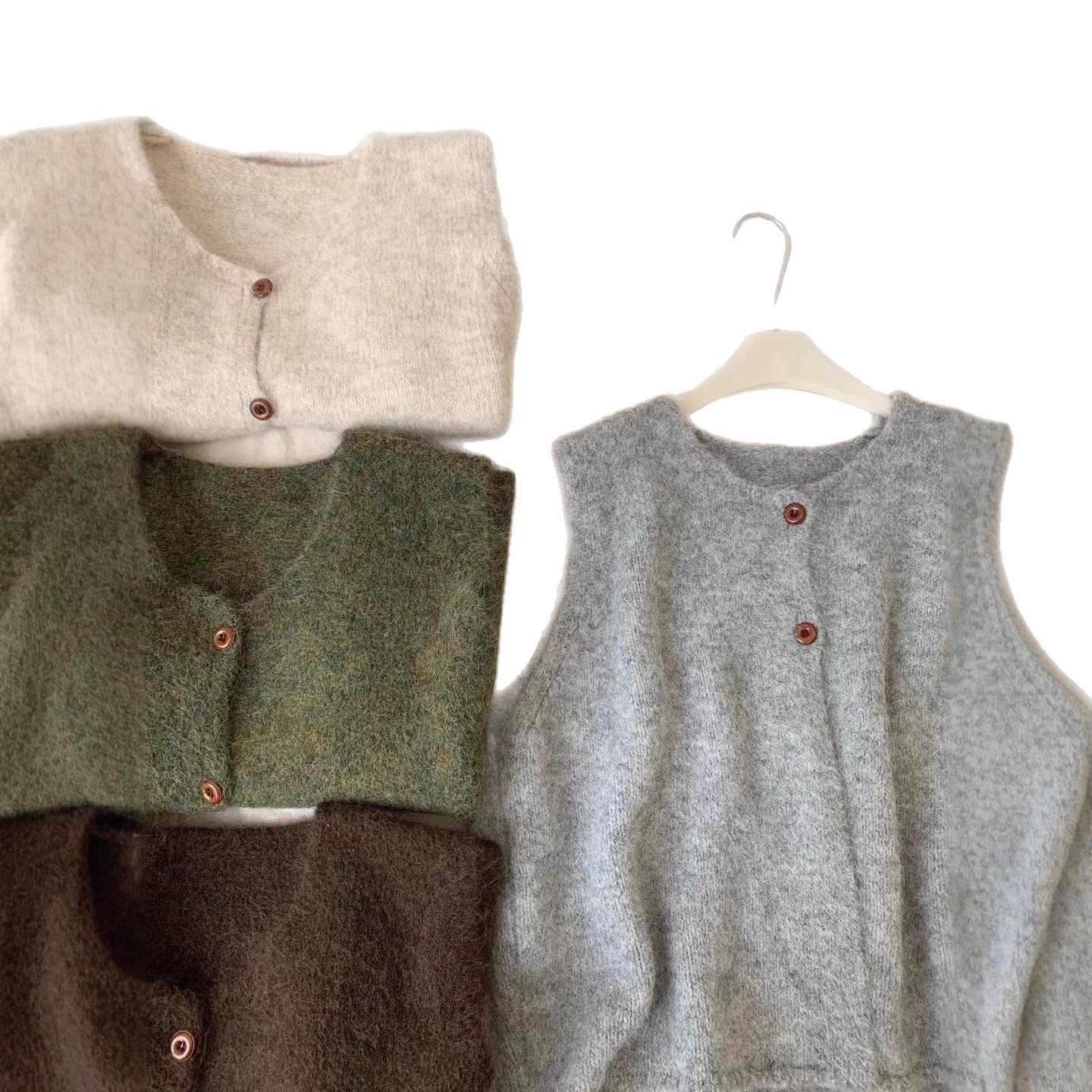 Coreano simple suéter universal chaleco de mujer 2025 otoño invierno nuevo suelto plegado chaleco de punto temperamento viaje image 6