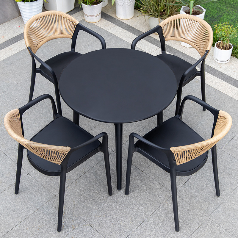 Outdoor Tables and Chairs, Villa Courtyard, Hotel and B&B Leisure Furniture, Outdoor Teslin Mesh Chair Dining Table Combination Set