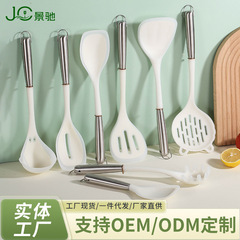 新款食品级耐高温硅胶锅铲不粘锅专用家用钢柄炒菜铲子汤勺套装