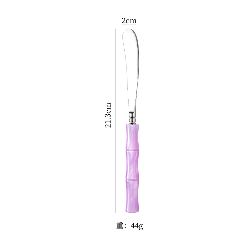亚克力珠光白竹节手柄304不锈钢牛排刀叉勺套装高颜值西餐具批发|undefined