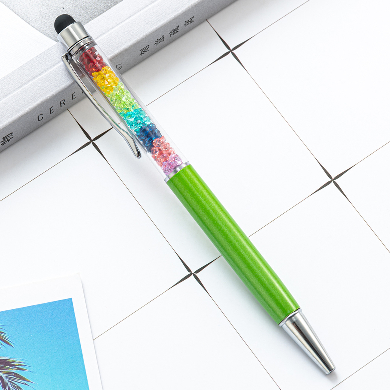 Corea del Sur creativo nuevo arco iris negro lápiz táctil lápiz táctil con pantalla de capacitancia para teléfonos móviles escritos a mano en stock