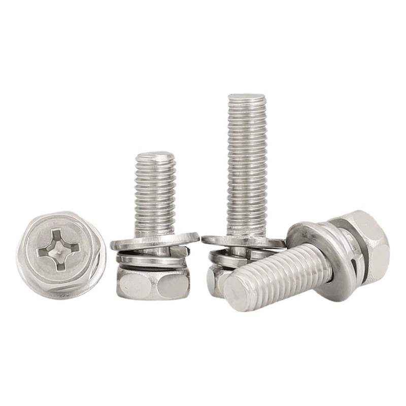 304 из нержавеющей стали крестообразная вогнутая наружная шестигранная тройная винт вогнутая головка поперечного мозга плоская прокладка болт комбинированный винт