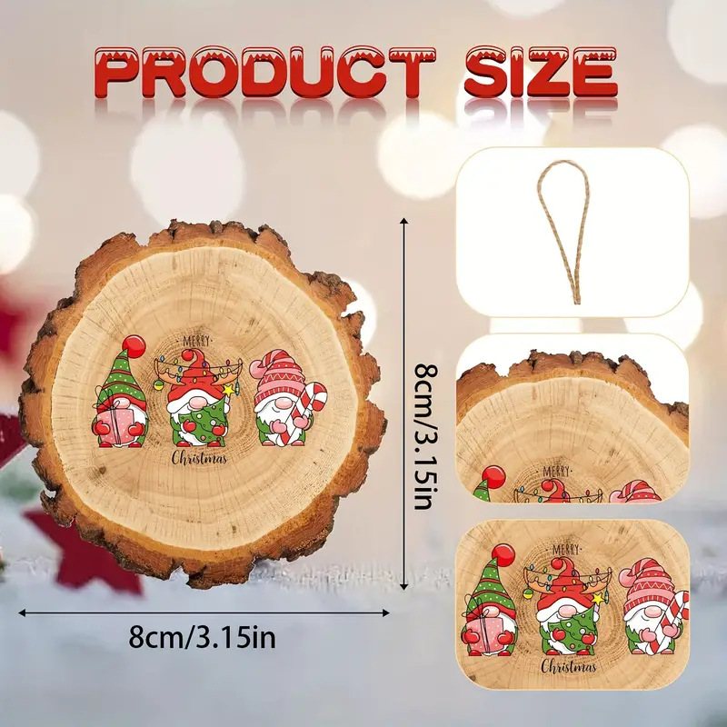 クロスボーダー12ピースクリスマス木製ペンダントクリスマスハッピーレトロ農場動物ラウンドクリスマス装飾品小さなペンダント|undefined