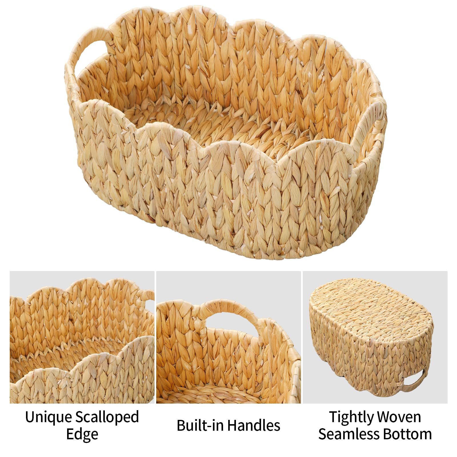 Cesta de almacenamiento de paja de calabaza personalizada transfronteriza con mango de cesta de almacenamiento de ventilador tejida a mano de mesa de acabado de cesta de almacenamiento