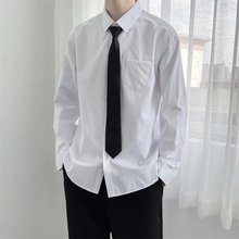 白衬衫男长袖宽松潮流学生情侣制服西装套装学院风衬衣学生大码班