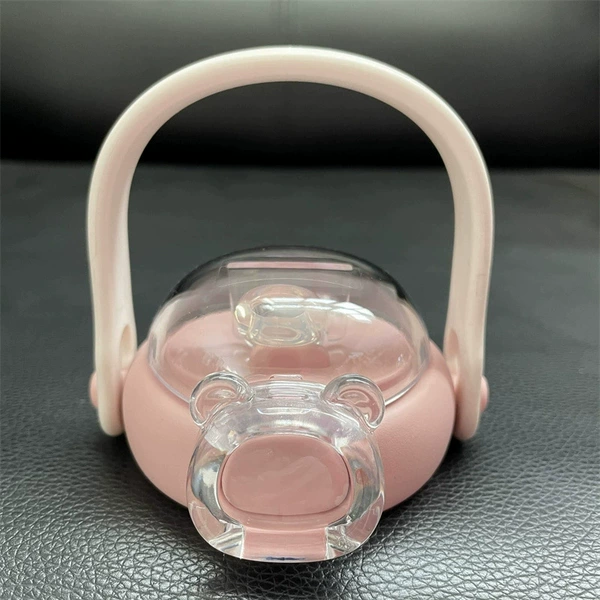 Fuchsia glass cover, straw