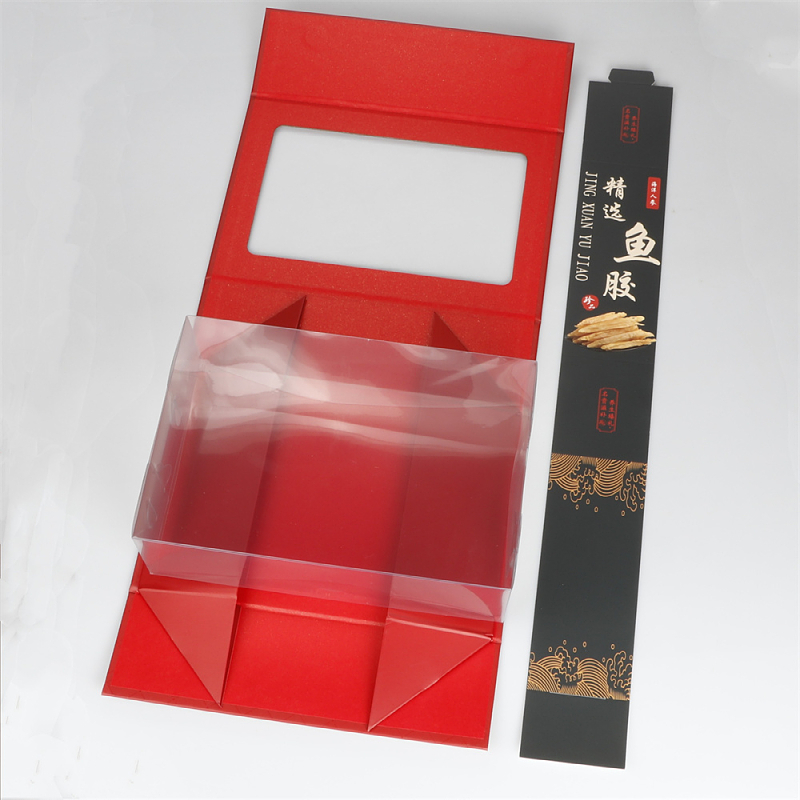 Caja de regalo de pegamento de pescado plegable rectangular 250g 500g simple caja de regalo de pegamento de flores caja de pegamento de pescado transparente grande