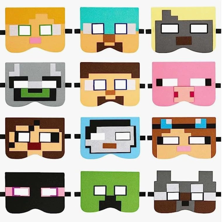 Spot Minecraft Party Masks Halloween Cosplay Felt Masks Various Felt Eye Masks Cross-Border Batch