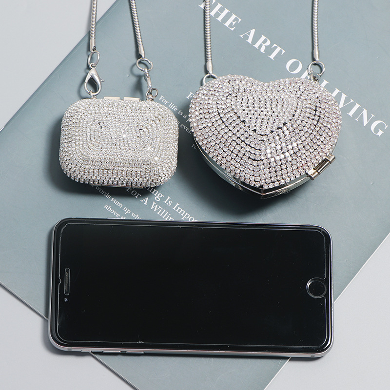 86g Weight Magnetic Buckle Closure Type Chain Strap Type Evening Bag Bags Type Casual, Party Occasion Acrylic Material Solid Color Pattern All Seasons Season Women's Gender Diamond Design Streetwear Style Heart-shaped, Square Shape Acrylic Solid Color Heart-shaped Square Evening Bags 12