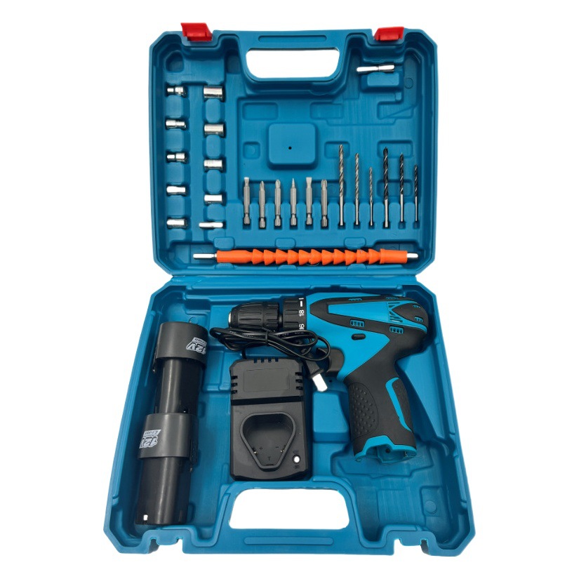 Cross-border taladro eléctrico de Litio del hogar 12V taladro de mano multifuncional destornillador eléctrico destornillador máquina pistola de mano traje de perforación